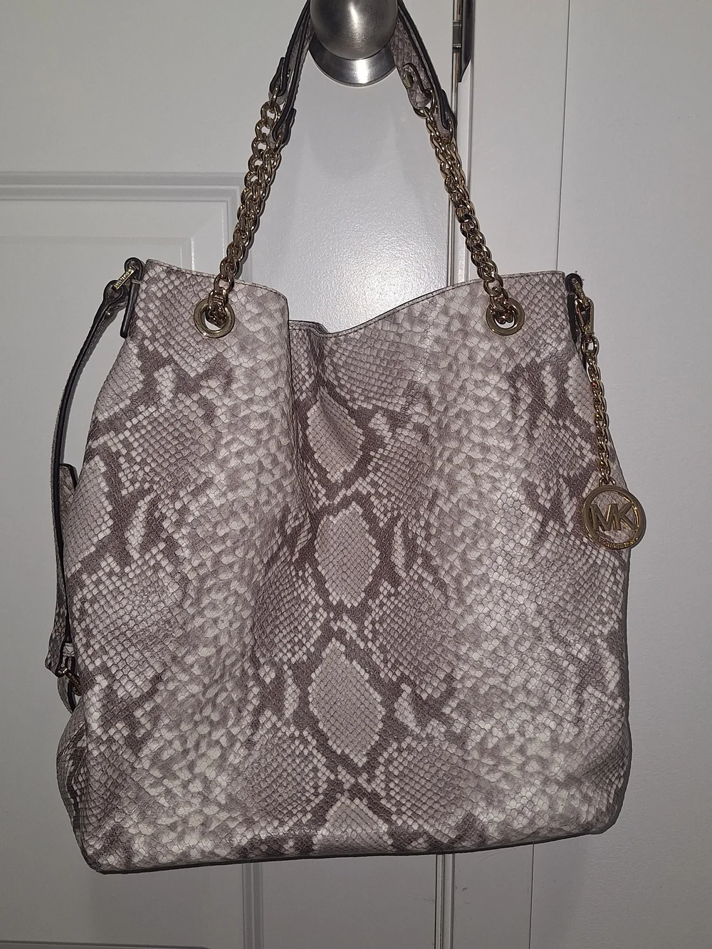 Michael Kors Women's Jet Set Snake-Print Shoulder Bag